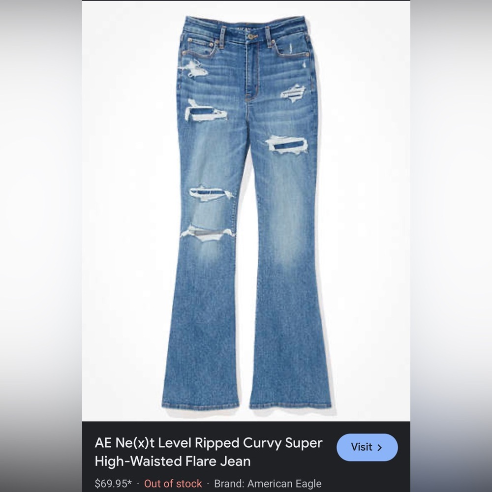 NWT AMERICAN EAGLE CURVY SUPER HIGH RISE FLARE JEANS